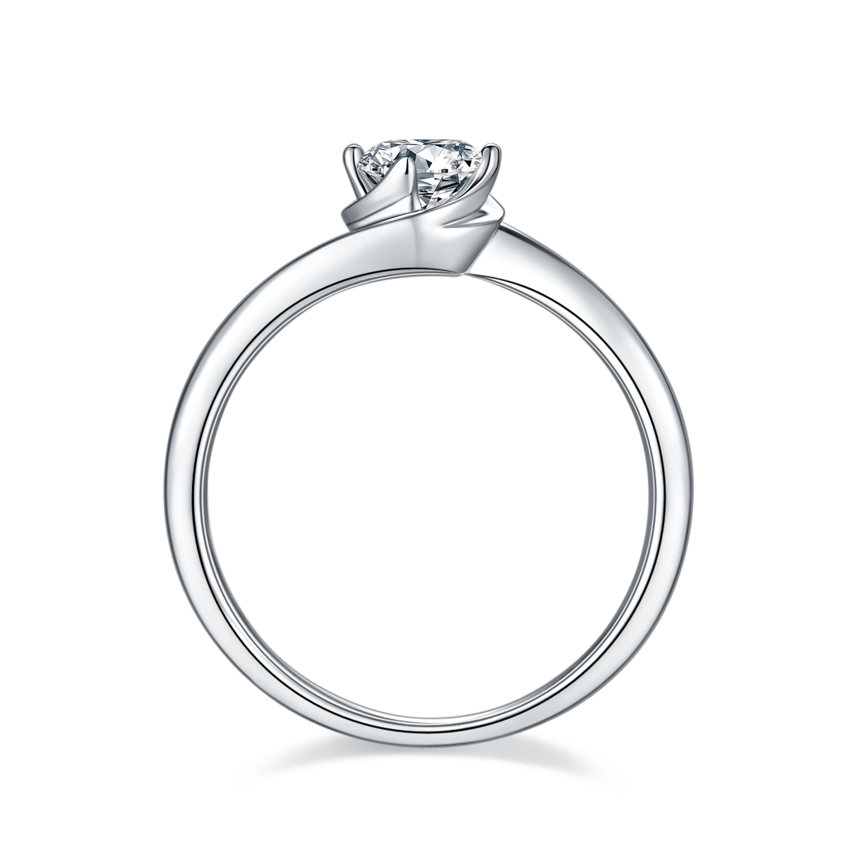 Twisted arm flower bud S925 silver plated platinum Moissanite women's ring 50 points D-grade